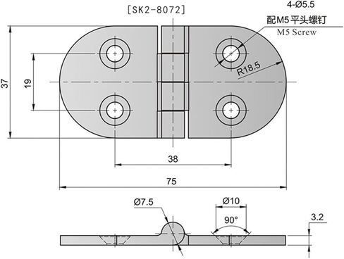 SK2-8072X الفولاذ المقاوم للصدأ 316 باب المترو مفصلات الآلات مفصلات 1pcs in Kuwait