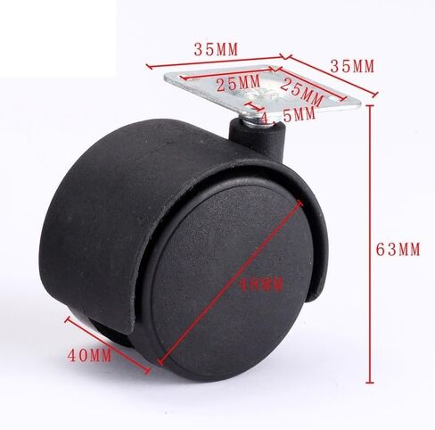4Pcs Table Wheel 48mm 40mm Furniture Caster Plate Without Brake Swivel Castor Wheels Replace Trolley Cart Roller Black(30mm) in Saudi Arabia