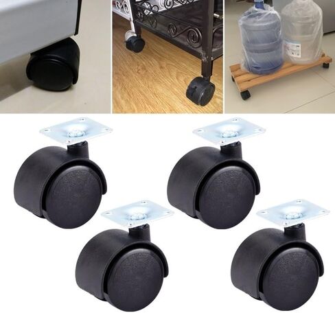4Pcs Table Wheel 48mm 40mm Furniture Caster Plate Without Brake Swivel Castor Wheels Replace Trolley Cart Roller Black(30mm) in Saudi Arabia