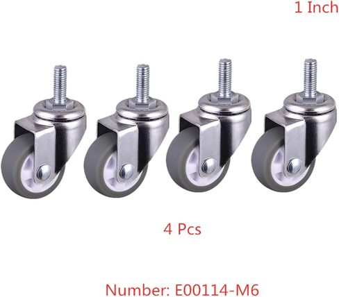 Gray TPE Screw Caster, M6 Silent Wheel, Diameter25mm Household Universal Wheel 4 Pcs/Lot Casters 1 Inch in Saudi Arabia