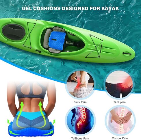 Bilbear Thicker Gel Kayak Seat Cushion,Large Seat Cushions for Kayaks,Paddle Board,Canoe and Boating,HIPS Relief Seat Cushion Pad for Kayak Accessories in Kuwait
