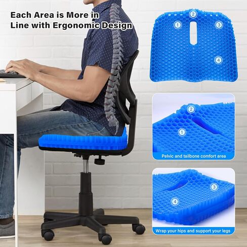 Bilbear Thicker Gel Kayak Seat Cushion,Large Seat Cushions for Kayaks,Paddle Board,Canoe and Boating,HIPS Relief Seat Cushion Pad for Kayak Accessories in Kuwait