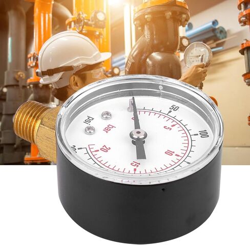 50mm Pressure Meter with 1/4 BSPT Brass Thread for Fuel Air Oil Gas Water Measurement Industrial and Home Use Clear Protective Cover (0-300psi 0-20bar) in Saudi Arabia