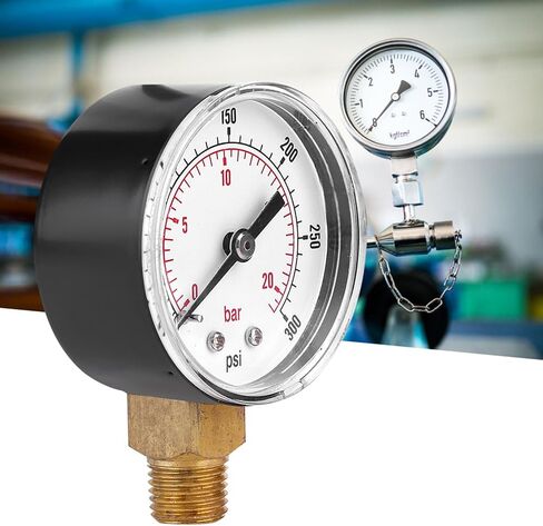 50mm Pressure Meter with 1/4 BSPT Brass Thread for Fuel Air Oil Gas Water Measurement Industrial and Home Use Clear Protective Cover (0-300psi 0-20bar) in Saudi Arabia