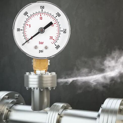50mm Pressure Meter with 1/4 BSPT Brass Thread for Fuel Air Oil Gas Water Measurement Industrial and Home Use Clear Protective Cover (0-300psi 0-20bar) in Saudi Arabia