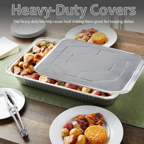 Infinity EL 13 "× 11" من الألومنيوم القابل للتصرف (أغطية نصف رقائق 25 حزمة) - أغطية متعددة الأغراض معزولة لتقديم الطعام وتخزين الطعام والتسليم والحفلات وإعداد الوجبات in Kuwait
