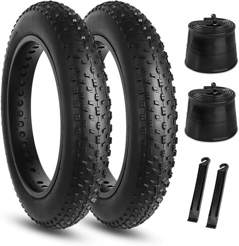 مجموعة إطارات الدراجة الدهنية Hycline: 20x4.0/26x4.0 بوصة قابلة للطي ، إطارات الدهون MTB ، وإطارات الدراجات عالية الكثافة جميعها مع أنابيب داخلية وأرافع الإطارات لشارع Urban Street أو Trail Trail in Kuwait