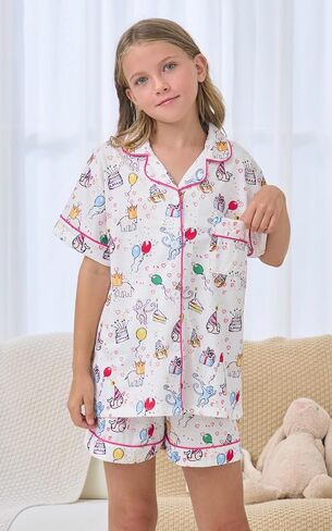الزي الصيفي Girls ، Kids 2 قطعة زر أسفل Monkey Bunny Beach Shorts مجموعة الأسطوانة preppy الأرنب y2k صالة pjs in Saudi Arabia