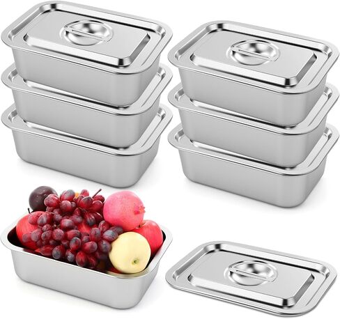 Thenshop 6 Pack Pack Stains Steel Hotel Pans مع أغطية 1/3 الحجم 4 بوصة البخار العميق المقاليات التجارية حاوية تخزين أكثر دفئًا للبوفيه لوجود مطعم مطعم للمطبخ بوفيه in Saudi Arabia