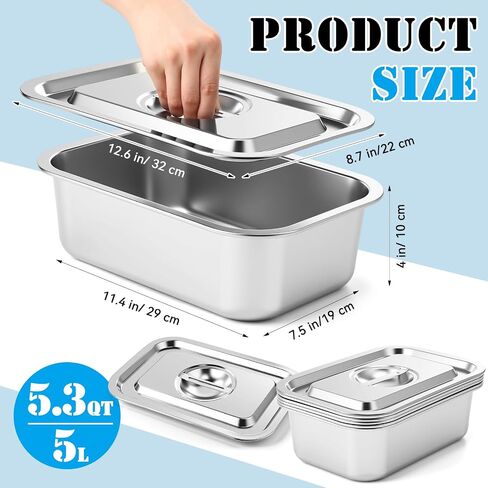 Thenshop 6 Pack Pack Stains Steel Hotel Pans مع أغطية 1/3 الحجم 4 بوصة البخار العميق المقاليات التجارية حاوية تخزين أكثر دفئًا للبوفيه لوجود مطعم مطعم للمطبخ بوفيه in Saudi Arabia