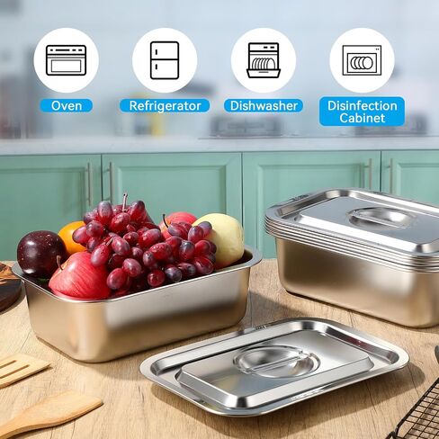 Thenshop 6 Pack Pack Stains Steel Hotel Pans مع أغطية 1/3 الحجم 4 بوصة البخار العميق المقاليات التجارية حاوية تخزين أكثر دفئًا للبوفيه لوجود مطعم مطعم للمطبخ بوفيه in Saudi Arabia