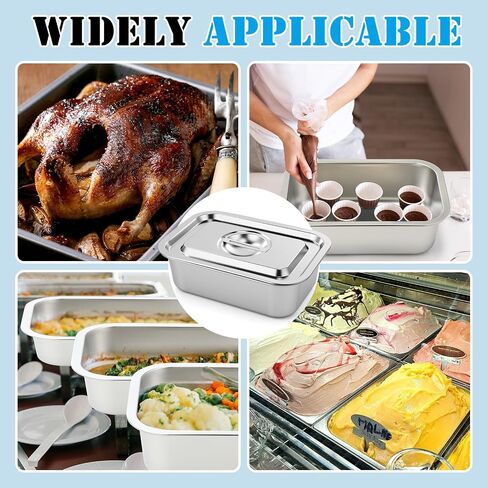 Thenshop 6 Pack Pack Stains Steel Hotel Pans مع أغطية 1/3 الحجم 4 بوصة البخار العميق المقاليات التجارية حاوية تخزين أكثر دفئًا للبوفيه لوجود مطعم مطعم للمطبخ بوفيه in Saudi Arabia