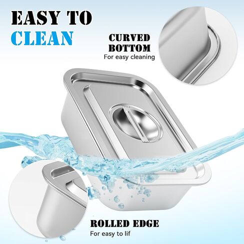 Thenshop 6 Pack Pack Stains Steel Hotel Pans مع أغطية 1/3 الحجم 4 بوصة البخار العميق المقاليات التجارية حاوية تخزين أكثر دفئًا للبوفيه لوجود مطعم مطعم للمطبخ بوفيه in Saudi Arabia