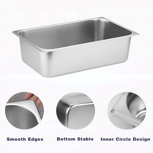 Seuqhck 4 Pack 1/3 Size Stainless Steel Hotel Pan, 2.5" Deep Anti-Jamming Steam Table Pan Food Storage Bread Tray for Food Warmer, Prepare Food, Catering Storage, Marinating Meat, Parties in Saudi Arabia