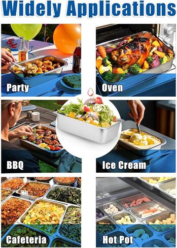 Seuqhck 4 Pack 1/3 Size Stainless Steel Hotel Pan, 2.5" Deep Anti-Jamming Steam Table Pan Food Storage Bread Tray for Food Warmer, Prepare Food, Catering Storage, Marinating Meat, Parties in Saudi Arabia