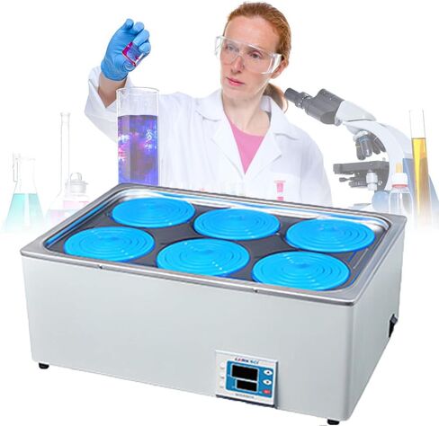 Digital Lab Water Bath,Stainless Steel Liner General Purpose Anti-dry Burning Thermostatic Water Bath with Digital Display and Protective Cover Lid for Lab Use (2holes) in Saudi Arabia