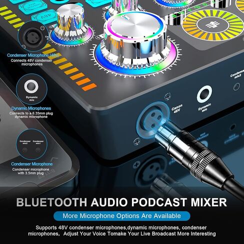 حزمة معدات البودكاست ، واجهة الصوت وميكروفون XLR المكثف ، معدات الاستوديو مع 48 فولت Phantom Power ، Bluetooth للبودكاست ، البث ، الصوت أكثر ، الغناء ، الكمبيوتر ، الهاتف الذكي in Saudi Arabia