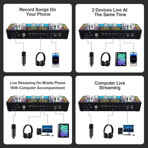 حزمة معدات البودكاست ، واجهة الصوت وميكروفون XLR المكثف ، معدات الاستوديو مع 48 فولت Phantom Power ، Bluetooth للبودكاست ، البث ، الصوت أكثر ، الغناء ، الكمبيوتر ، الهاتف الذكي in Saudi Arabia