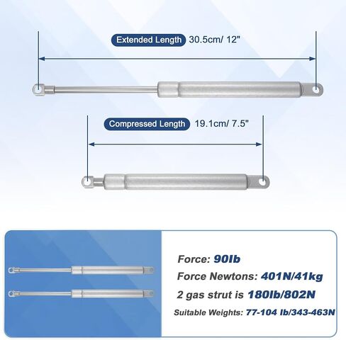 10 Inch 45Ib/200N/20kg Gas Springs, 10" Gas Struts Hydraulic Lift Support Toolbox Storage Box Window, 2 Pcs, Silver Tone in Kuwait