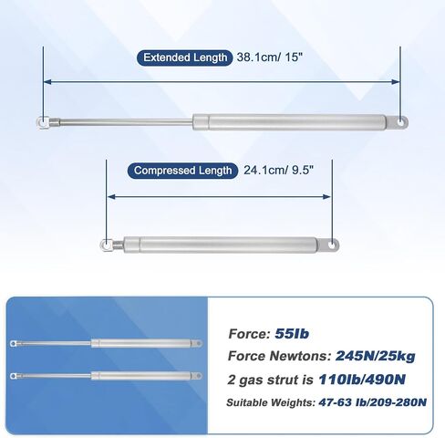 10 Inch 45Ib/200N/20kg Gas Springs, 10" Gas Struts Hydraulic Lift Support Toolbox Storage Box Window, 2 Pcs, Silver Tone in Kuwait