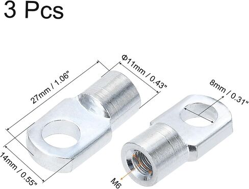 uxcell M6 أنثى الخيوط A3# الصلب غاز الينابيع الدعامة نهاية ملائمة 3pcs in Kuwait
