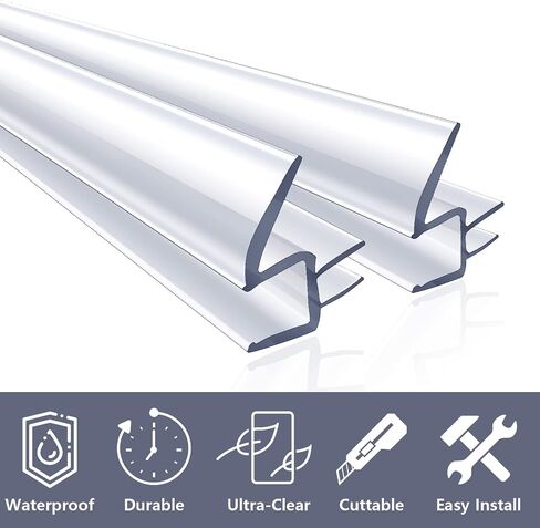 Shower Door Bottom Seal, 2-Pack Frameless Door Seal for 1/4 Inch Glass Door- 39 Inch Long Ultra Clear Shower Door Seal Strip, Stop Shower Leaks and Create a Water Barrier(1/4" Door) in Saudi Arabia