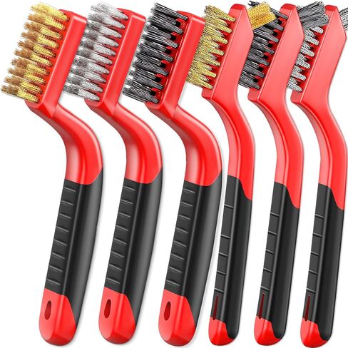 Wire Brush Set Nylon Bristle Brushes for Cleaning Rust, Scratch Wire Brushes for Cleaning Welding Slag, Paint and Dirt Removal 6Pcs (Colorful) in Saudi Arabia