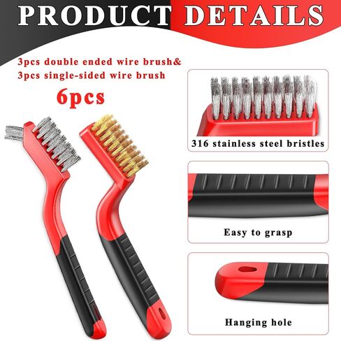 Wire Brush Set Nylon Bristle Brushes for Cleaning Rust, Scratch Wire Brushes for Cleaning Welding Slag, Paint and Dirt Removal 6Pcs (Colorful) in Saudi Arabia