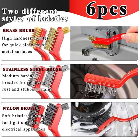 Wire Brush Set Nylon Bristle Brushes for Cleaning Rust, Scratch Wire Brushes for Cleaning Welding Slag, Paint and Dirt Removal 6Pcs (Colorful) in Saudi Arabia