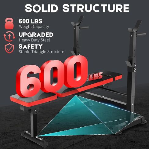 OPPSDECOR 660lbs 6 in 1 Weight Bench Set with Squat Rack, Workout Bench with Leg Extension Preacher Curl Rack Multi-Function Bench Press Set for Home Gym, ZWX1113 New Version Weight Bench in Kuwait