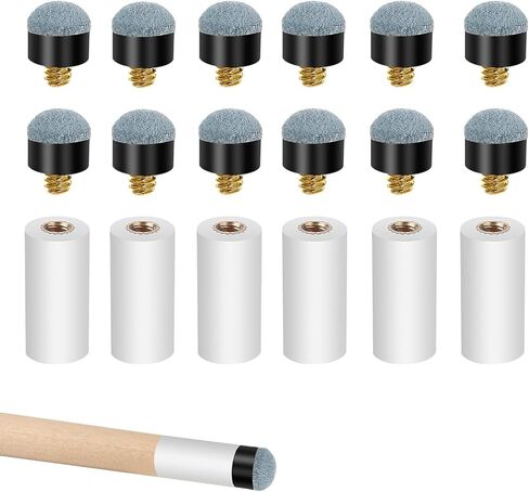 18pcs 12mm Billiard Counes Tips Set ، 6pcs pool cue stick ferrules و 12pcs soft swage on tips pool cue ، bule in Kuwait