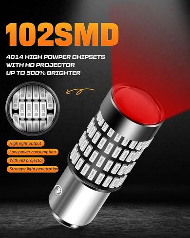 LUYED 1156 1141 LED Bulb 3400 Lumens Extremely Bright 1003 7506 BA15S P21W LED Light Bulbs for Backup Reverse Tail Turn Signal Lights,Brilliant Red,Pack of 2 in Saudi Arabia
