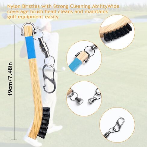 Pro Golf Club Cleaning Brush with Ergonomic Handle, Rope and Metal Clip, Heavy Duty Nylon Bristles Cleans Grooves Without Damaging Rod Face - Golf Accessories in Kuwait
