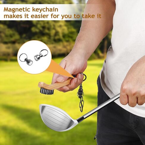 Pro Golf Club Cleaning Brush with Ergonomic Handle, Rope and Metal Clip, Heavy Duty Nylon Bristles Cleans Grooves Without Damaging Rod Face - Golf Accessories in Kuwait