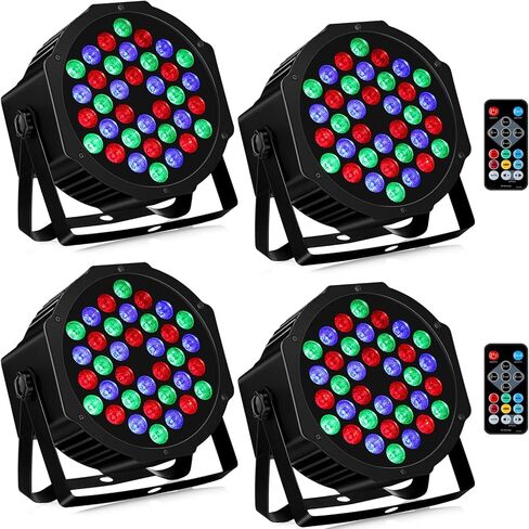 36LEDs Stage Par Lights 4 Pack - RGB LED Par Lights Sound Activated Auto Play by Remote & DMX Control Uplights for Wedding Birthday Church Music Light Show DJ Dance Party Events Stage Lighting in Kuwait