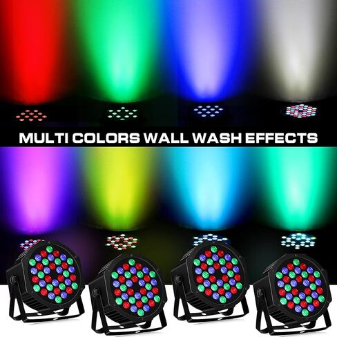 36LEDs Stage Par Lights 4 Pack - RGB LED Par Lights Sound Activated Auto Play by Remote & DMX Control Uplights for Wedding Birthday Church Music Light Show DJ Dance Party Events Stage Lighting in Kuwait