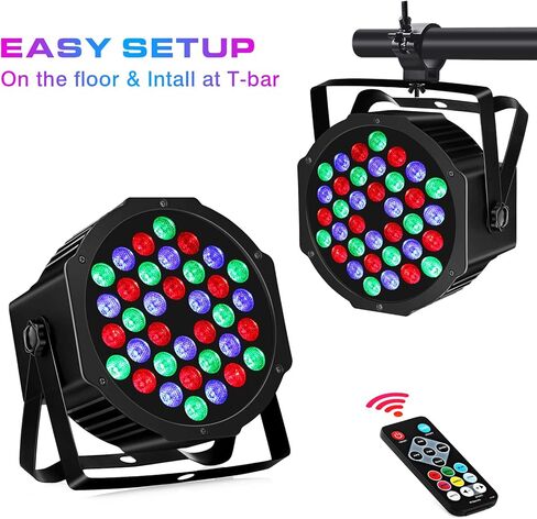 36LEDs Stage Par Lights 4 Pack - RGB LED Par Lights Sound Activated Auto Play by Remote & DMX Control Uplights for Wedding Birthday Church Music Light Show DJ Dance Party Events Stage Lighting in Kuwait