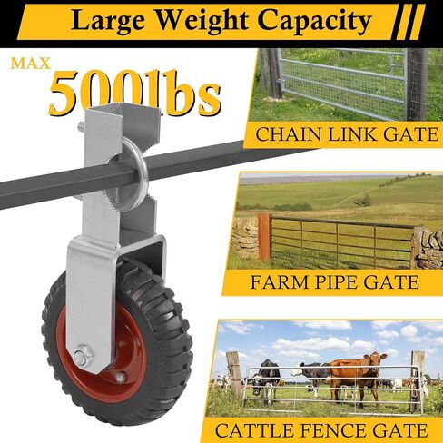 2 Pack Spring Loaded Adjustable Gate Wheel, 4 inch Swing Gate Wheel Heavy Duty Gate Wheels for Metal Tube Swing Vinyl Gate with Break,Gate Wheel for Metal Electric Fence with 330 Lbs Load Capacity in Saudi Arabia