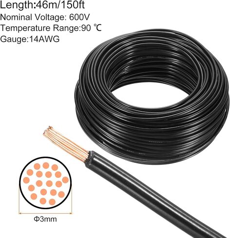 MECCANIXITY 25 Feet Electrical Wire Insulated Stranded Copper 14 AWG Hook Up Wire Cable THHN Wire Doorbell Wiring, Industrial, Trailer Wiring, Electrical Rated for 600 Volts,UL Listed,Blue in Saudi Arabia