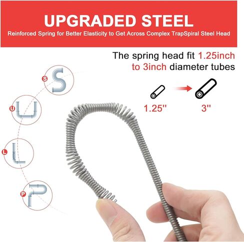 35FT Drain Snake with Drill Attachment, Auto/Manual Plumbing Snake for Kitchen Sink, Shower Clogs, Includes Gloves & Storage Bag in Saudi Arabia