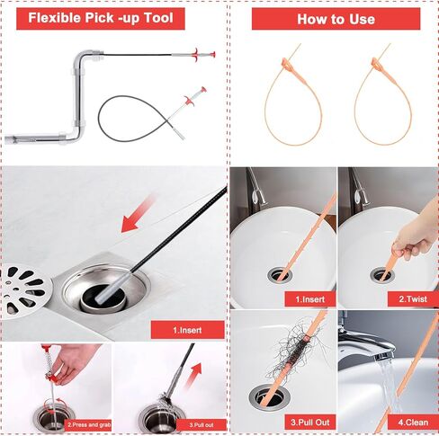 35FT Drain Snake with Drill Attachment, Auto/Manual Plumbing Snake for Kitchen Sink, Shower Clogs, Includes Gloves & Storage Bag in Saudi Arabia