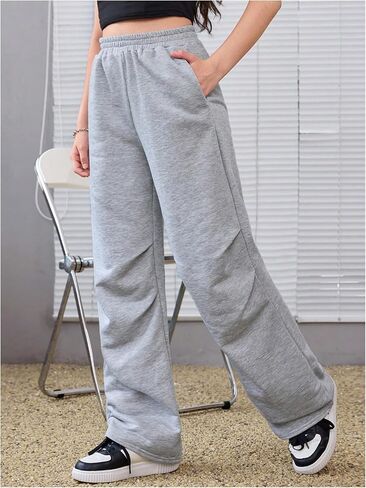 Soly Hux Girl's Athletic Sweatpants مرنة عالية الخصر ساق مستقيمة غير رسمية طويلة in Saudi Arabia