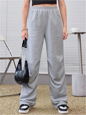 Soly Hux Girl's Athletic Sweatpants مرنة عالية الخصر ساق مستقيمة غير رسمية طويلة in Saudi Arabia