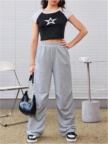 Soly Hux Girl's Athletic Sweatpants مرنة عالية الخصر ساق مستقيمة غير رسمية طويلة in Saudi Arabia