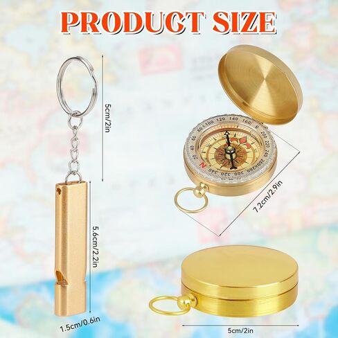 التخييم المشي لمسافات طويلة البقاء على قيد الحياة Compass Copper Clamshell Metal Compass Kids لمشي لمسافات طويلة صافرة لصيد التخييم in Saudi Arabia
