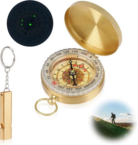 التخييم المشي لمسافات طويلة البقاء على قيد الحياة Compass Copper Clamshell Metal Compass Kids لمشي لمسافات طويلة صافرة لصيد التخييم in Saudi Arabia