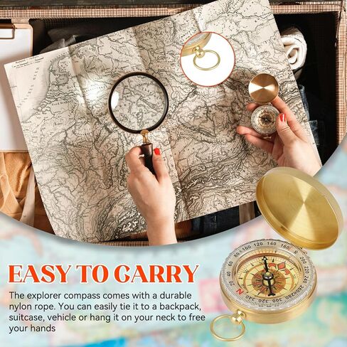 التخييم المشي لمسافات طويلة البقاء على قيد الحياة Compass Copper Clamshell Metal Compass Kids لمشي لمسافات طويلة صافرة لصيد التخييم in Saudi Arabia
