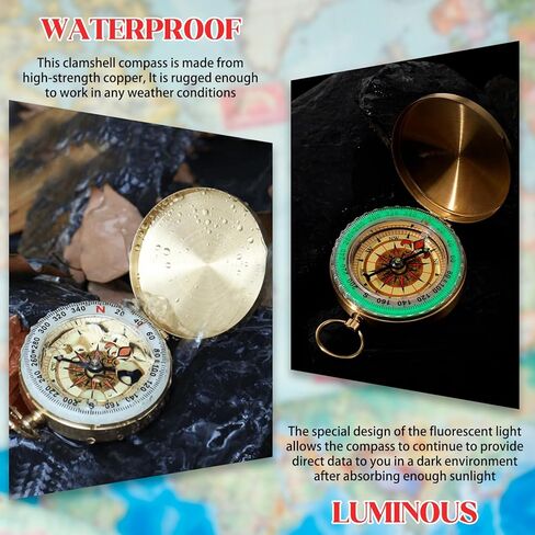 التخييم المشي لمسافات طويلة البقاء على قيد الحياة Compass Copper Clamshell Metal Compass Kids لمشي لمسافات طويلة صافرة لصيد التخييم in Saudi Arabia