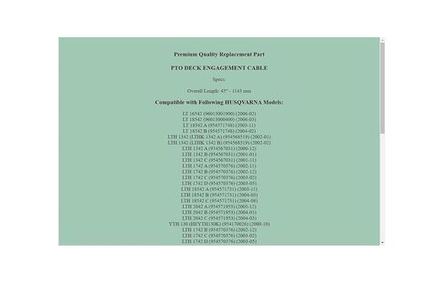 جزء لاستبدال كابل مشاركة سطح السفينة لـ Husqvarna LT16542 LT18542 LTH1342 LTH1742 532175067 in Kuwait