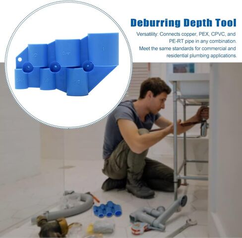 1/4'' - 1'' Deburring Pipe and Depth Gauge Tool Kit, Easy Install Measuring Deburring Tool, Inner-Outer Reamer Pipe Tubing Chamfer Tool Copper Reamer for Copper, PEX, CPVC, PE-RT in Saudi Arabia